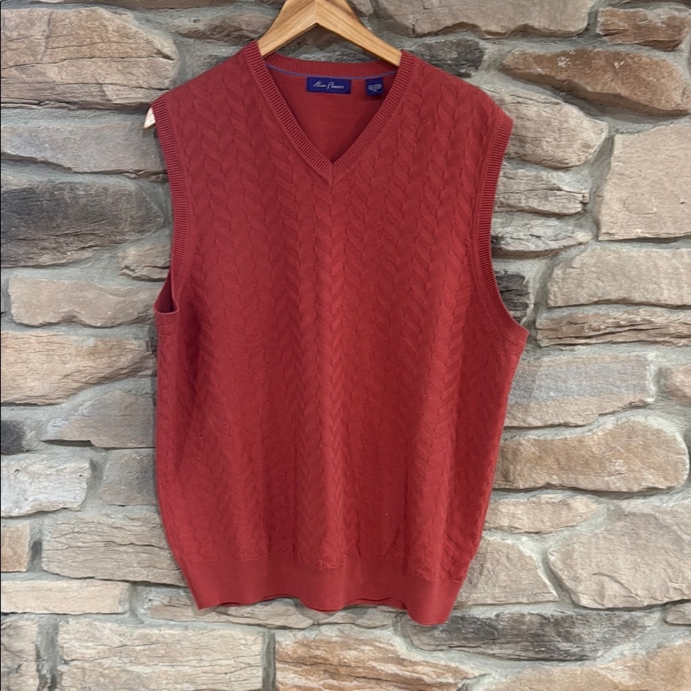 Alan Flusser Cable Knit Sweater Vest –‎ Men’s Size XL – 100% Cotton